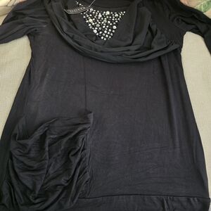 Chic Black Embellished Women's Blouse